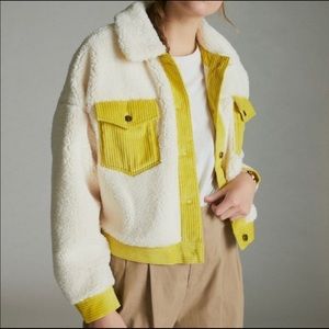 ANTHROPOLOGIE | Corduroy-Trimmed Sherpa Jacket |